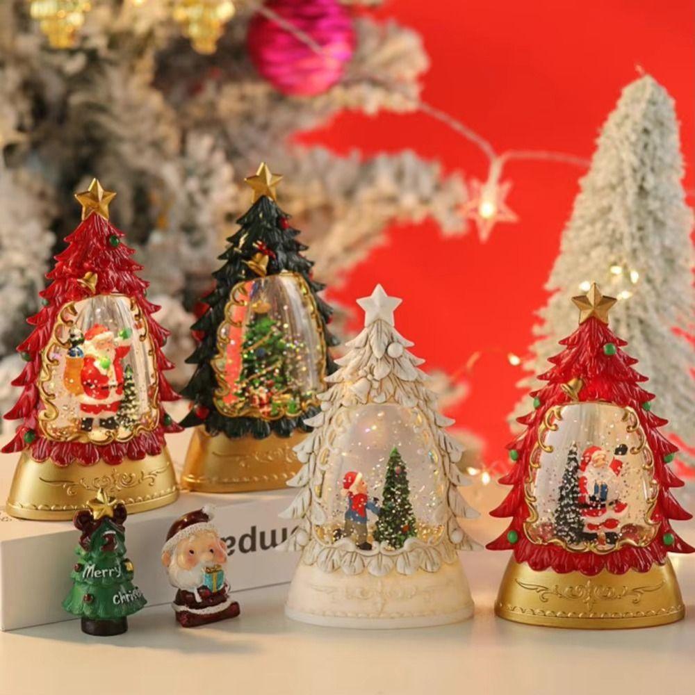 Battery Powered Christmas Wind Lantern Sculpture Water-Filled Santa Claus Desktop Figurine  Home