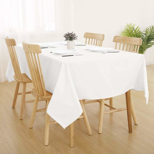Sourcemall White Solid Cotton Tablecloth, Heat-Resistant, Rectangular, for Weddings, Parties, and Exhibitions (140x200cm)