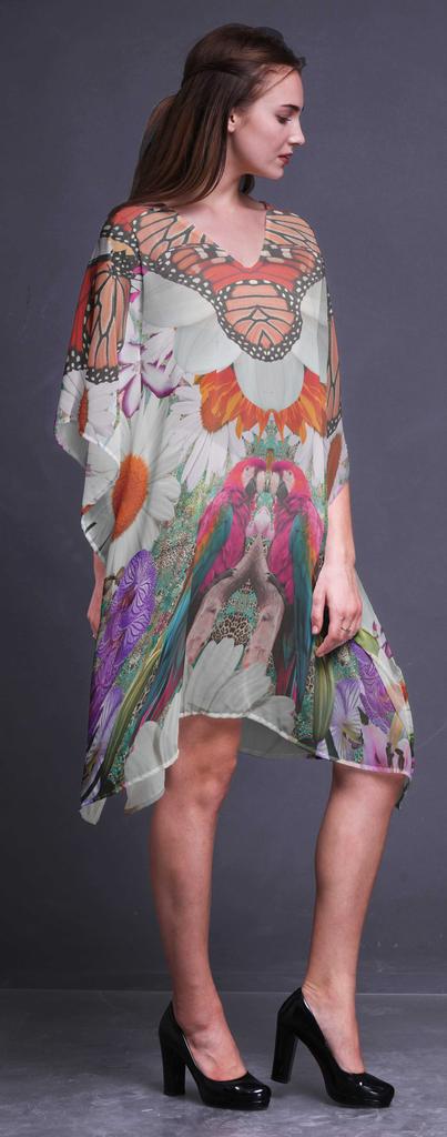 Phagun Short Caftan Midi Dress Beach Swimwear Cover Up Womens Kaftan-4X-5X