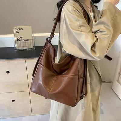 High Beauty Zipper PU Commuting Shoulder Bags Hot Sell Solid Color Fashion Soft Large Capacity Women's Crossbody Bags