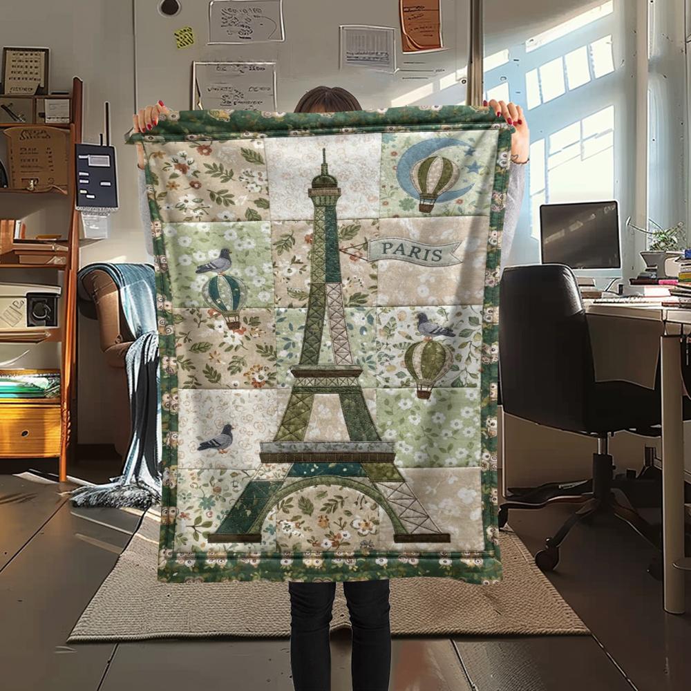 Paris Eiffel Tower Print Flannel Blanket, High Quality Comfortable for All Seasons, Home Decor, Warmth and Comfort, Perfect for Christmas Gifts91