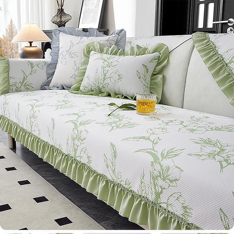 

Летняя подушка для дивана из ледяного шелка Lotus Ear, летний спальный коврик, чехол для дивана, нескользящий, прохладный, дышащий, тканевый чехол для дивана, полотенце для спинки 70*70cm