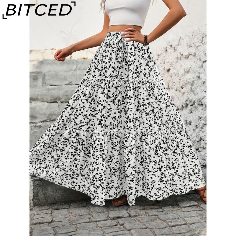 BITCED Women's Fashion Casual Floral Print Summer Spring Skirt
