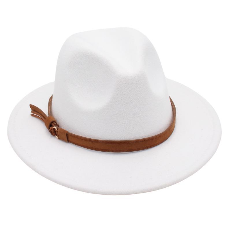 Gentleman'S Top Hat Vintage Jazz Hat Men'S And Women'S Elegant Felt Hat Belt Buckle Tweed Hat Light Luxury