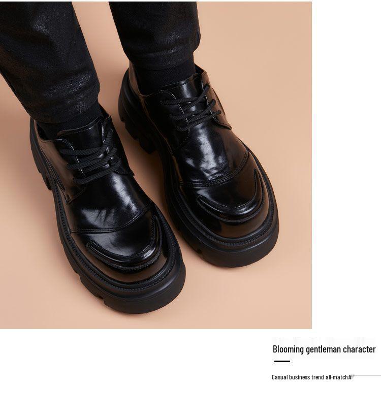 Pánske ležérne topánky z pravej kože na zvýšenie výšky z roku 2025: Hrubá podrážka, priedušná, všestranná, formálny britský štýl