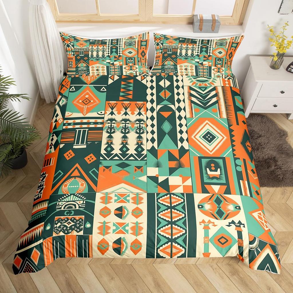 Vintage Abstract Pattern Duvet Cover Queen King Size Vivid Floral Soft Bedding Set Perfect for All Seasons Warm and Bright 3 Pcs