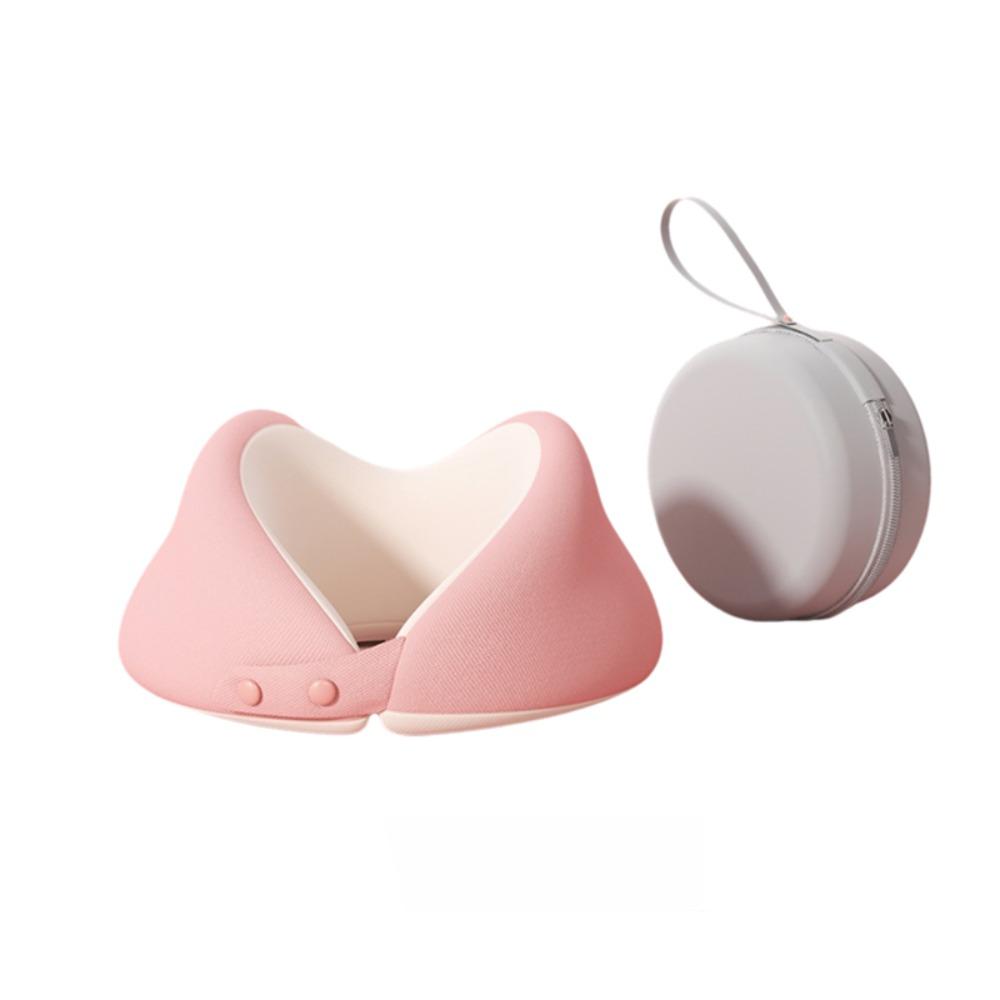 Portable Resilient Travel Neck Pillow Space-saving Removable U-shaped Pillow with Storage Box Soft Headrest Office