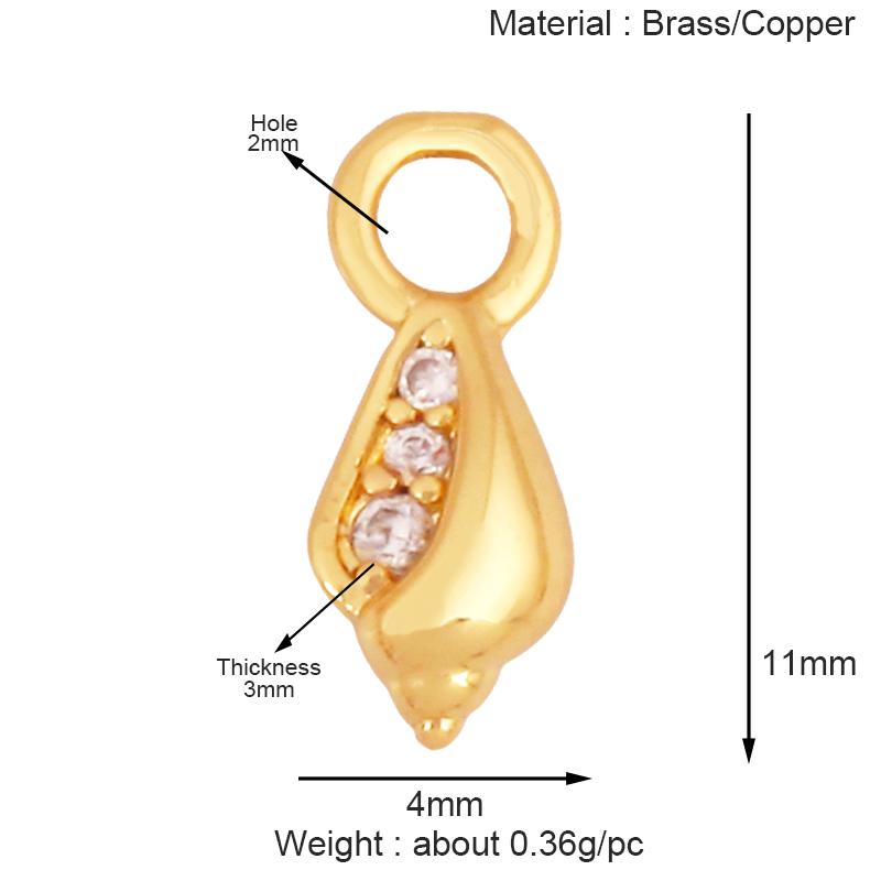 Marine Organism Sea Horse Turtle Fish Conch Shell Starfish Charm Pendant,Real 8K Gold Plated Zircon Jewelry Finding Supplies S05