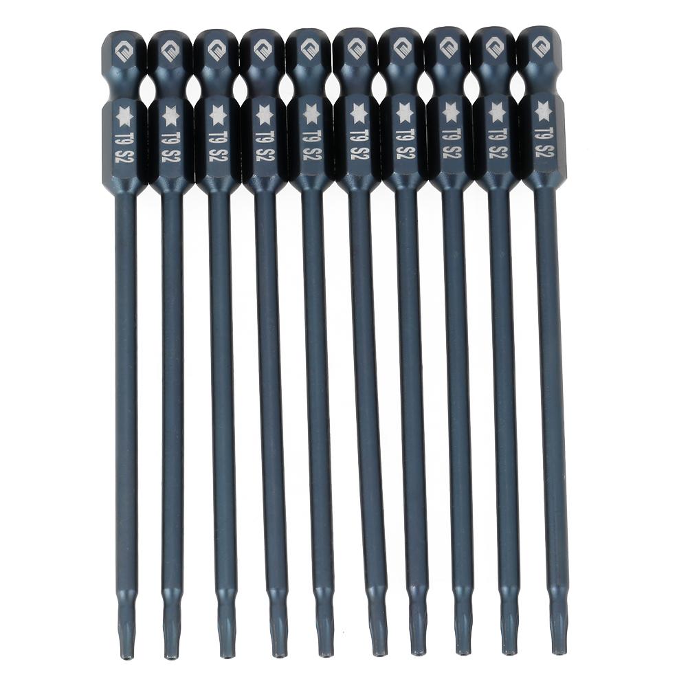 10 pcs 100mm 1 4  Hex Shank T9 Magnetic Security Star Head Screwdriver Bits Kit