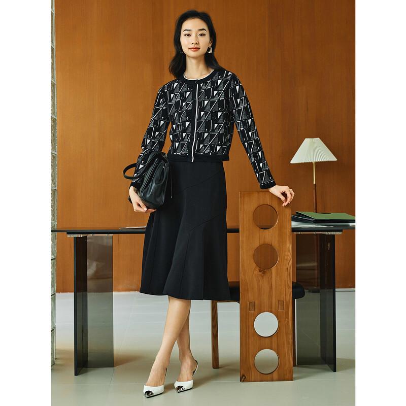 JUZUI Women's Vintage Floral Jacquard Wool Cardigan