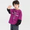 Duoduojia Boy's Loose-Fit Patchwork Long-Sleeve Sweatshirt