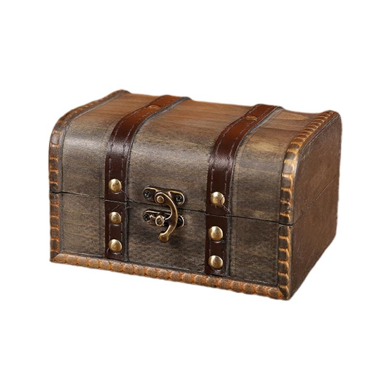 Retro Treasure Chest Vintage Wooden Storage Box Antique Style Jewelry Box Gift