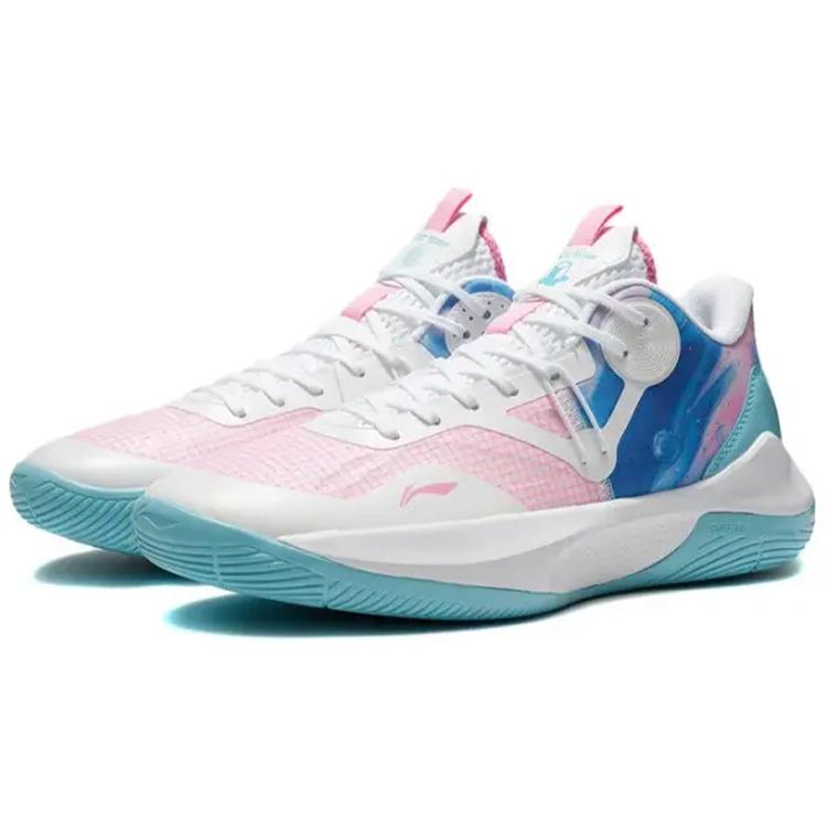 Li Ning Sonic 9 Team Cotton Candy Textile, Synthetic Leather Cushioning Breathable Rebound Low Top Basketball Shoes ABPS023-1