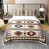 Western Duvet Cover,Exotic Bohemian Native Indian Tribal Quilt Cover,Vintage Geometric Triangle Boho Bedding Set with Pillowcase