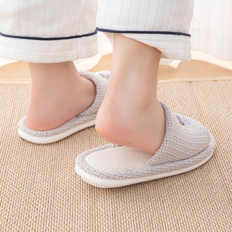 Home Indoor Sausage Dog New Linen Slippers Women's Summer Casual Breathable Couple Non-slip Household Soft Bottom Slippers Men