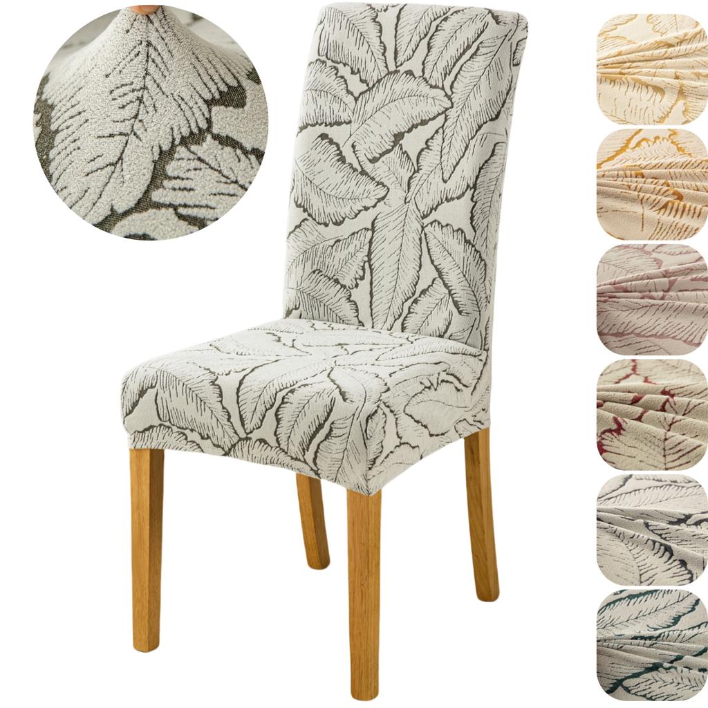 Leaf Jacquard Stretch Dining Chair Covers Removable Washable Chair Slipcovers Kitchen Parsons Chair Protector Wedding Decor