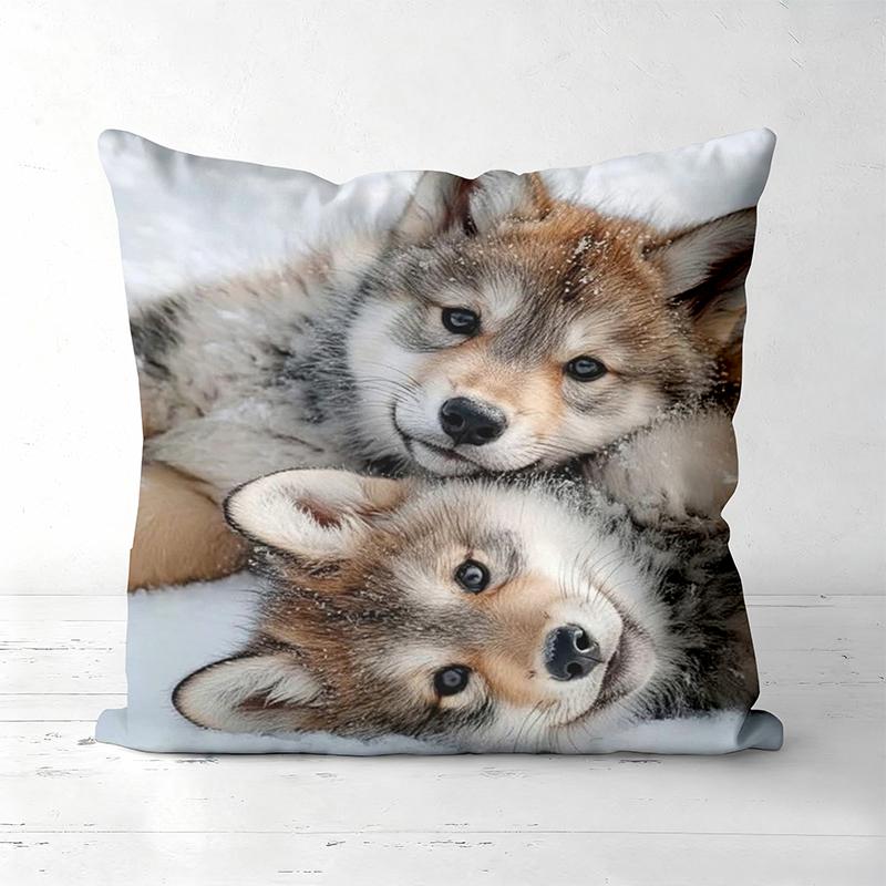 Wolf Pattern Pillow Covers Cute Wolf Family Design Polyester pillowcase, sofa decorative cushion cov Headboard Pillow