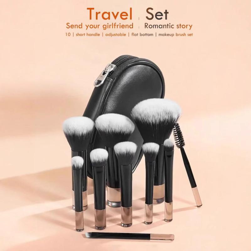 10/12Pcs Mini Makeup Brush Set Powder Eyeshadow Foundation Blush Blender Concealer Beauty Portable Makeup Tool Brush Travel Kit