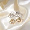 3 Colors Double Layer Heart Crystal Stud Earrings Not Allergic, Exquisite Gifts, Affordable Luxury Goods jewelry Ladies, Everyday Wear