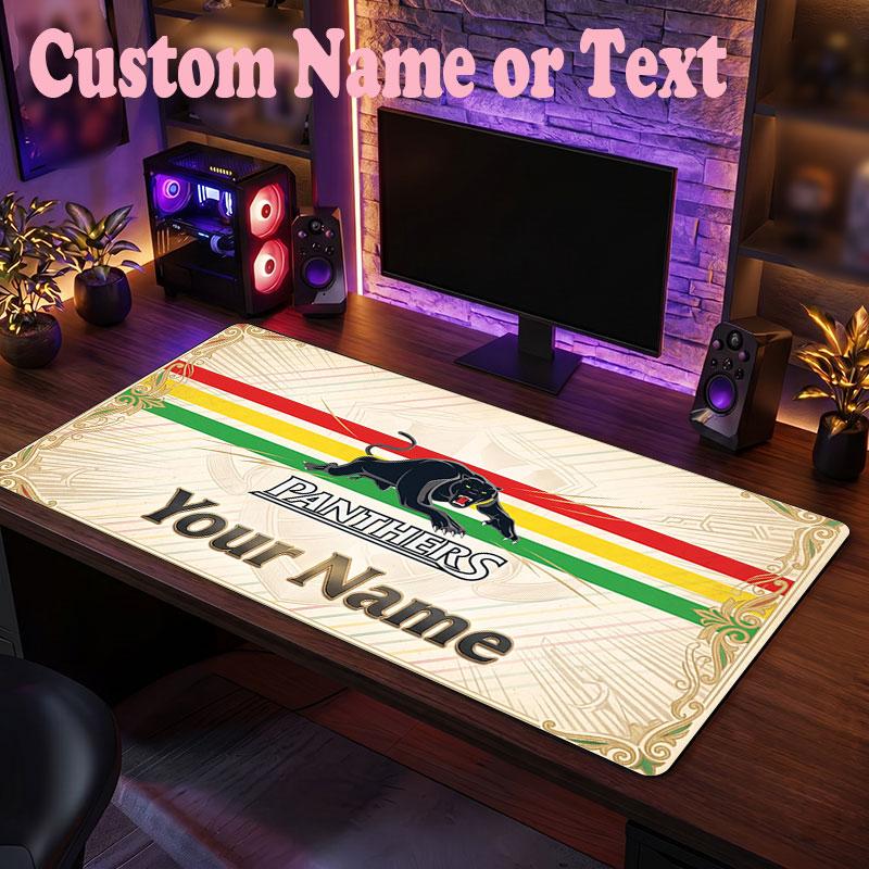 Penrith Panthers Customized Name Text Mouse Pad, Large Desk Mouse Mat Personalized Home Office Present