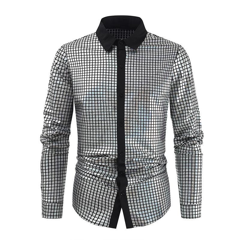 Formal Long Shiny Sleeve Shirt With Glitter Buttons For Anime And Cosplay Fans