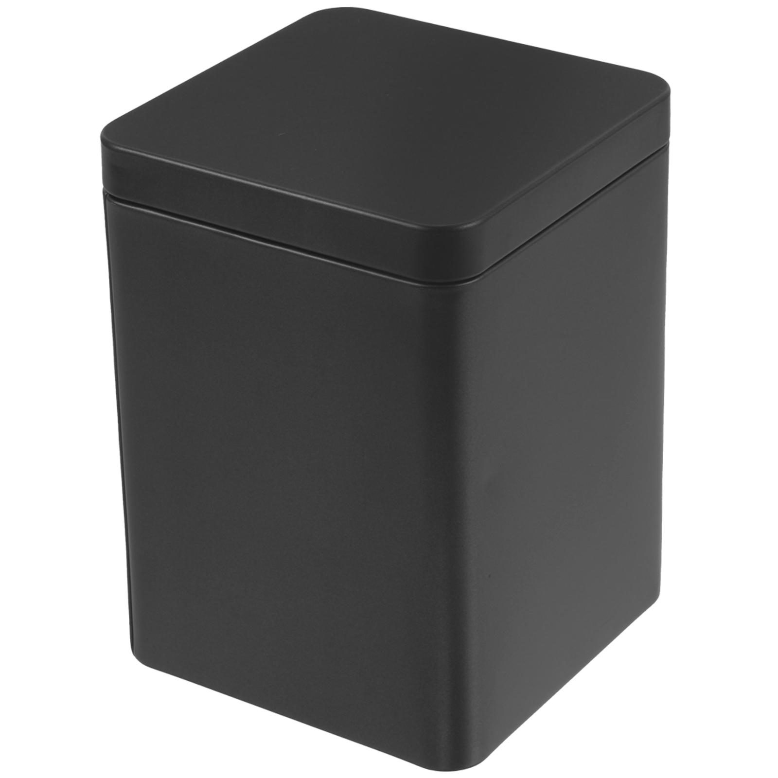 Металлический контейнер с крышкой Банка для хранения чая конфет Квадратная жестяная банка Железная 9X9CM чёрный