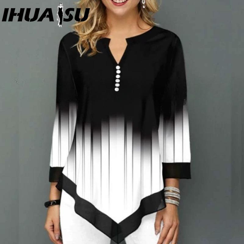 

IHUASU Жіночі Модні Повсякденні Блузки та Сорочки з V-подібним вирізом S чорний
