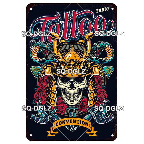 [SQ-DGLZ] Tattoo Styles Metal Sign Vintage Plaque Tin Sign Plate Wall Decor For Bar Club Man Cave Art Painting Travel Poster