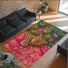 Leopard Theme Crystal Velvet Floor Rug Personalized Custom Name Text Warm Carpet Home Decoration