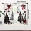 Set Of 2 Christmas Tree Holly Geometric Print Curtains Pole Bag Home Decoration Room Curtain Polyester