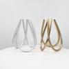 Modern Minimalist Gold & Silver Metal Flower Vase - Round Tube Ornament for Living Room Desktop Decoration