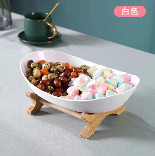 Фруктовая тарелка Тарелка для закусок Высококлассная сервировочная тарелка Современная креативная гостиная Бытовая многоярусная бамбуковая и деревянная рама Фруктовая тарелка