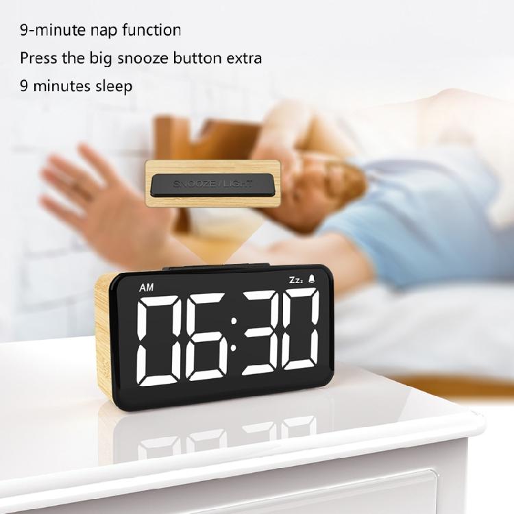 Large LED Display Digital Clock with Snooze Function 12/24Hr Bedroom Clock