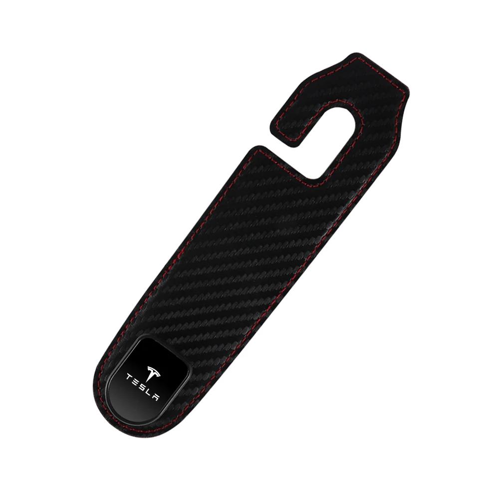 Car Sticker 2025 New Tesla Car Seat Back Hook Pu Leather Load-bearing Wear-resistant Hook Storage Hanger For Tesla Model 3 Roads