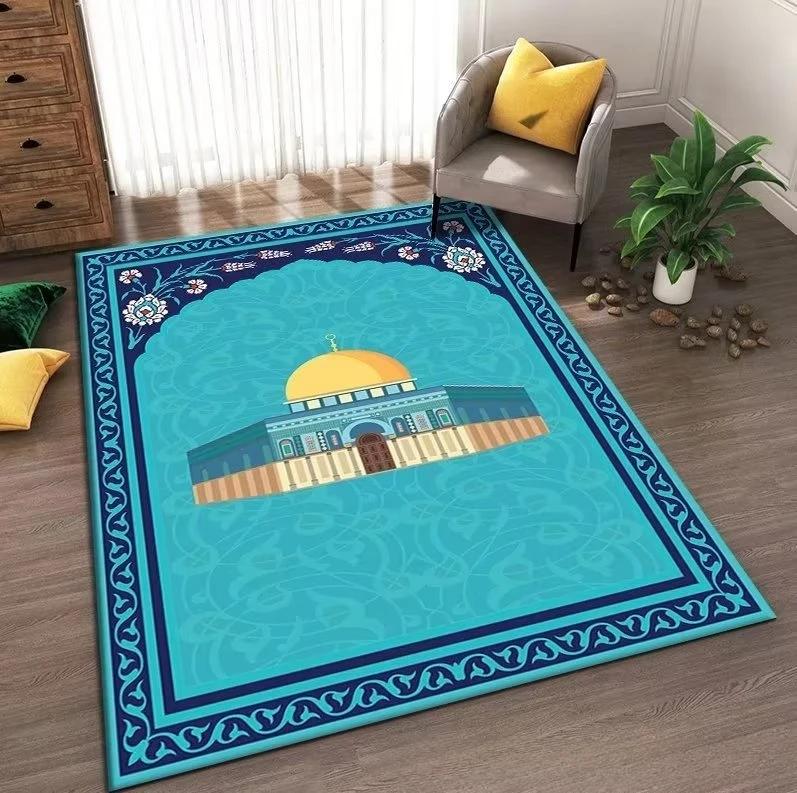 Islam Muslim Prayer Mat Living Room Decor Anti-slip Carpets Bedroom Bedside Soft Rug Entrance Doormat Machine Washable Carpet