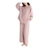 [Maeau] Gauze Pajamas Top and Bottom Set, Women's Room Wear, Long Sleeve, Cotton, Double Gauze, 100% Cotton, Soft, Absorbent, Quick Drying, Plain,