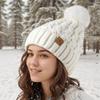 Women's Winter Warm and Thick Knitted Hat, with Fleece Lining Inside, Two-piece Set