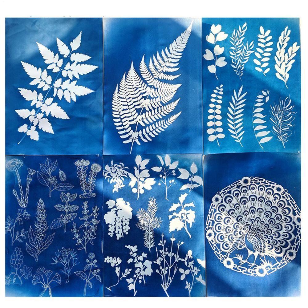 24PCS Silhouette Painting Cyanotype Paper Natural Fiber Solar Drawing Paper  Art Crafts