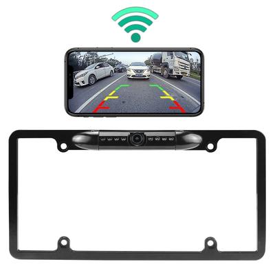 US-HD-720P-Kennzeichenhalterung (US-Version) mit drahtlosen Antennen (5 GHz WLAN) und Rückfahrkamera (Auto-DVR-Aufnahme).