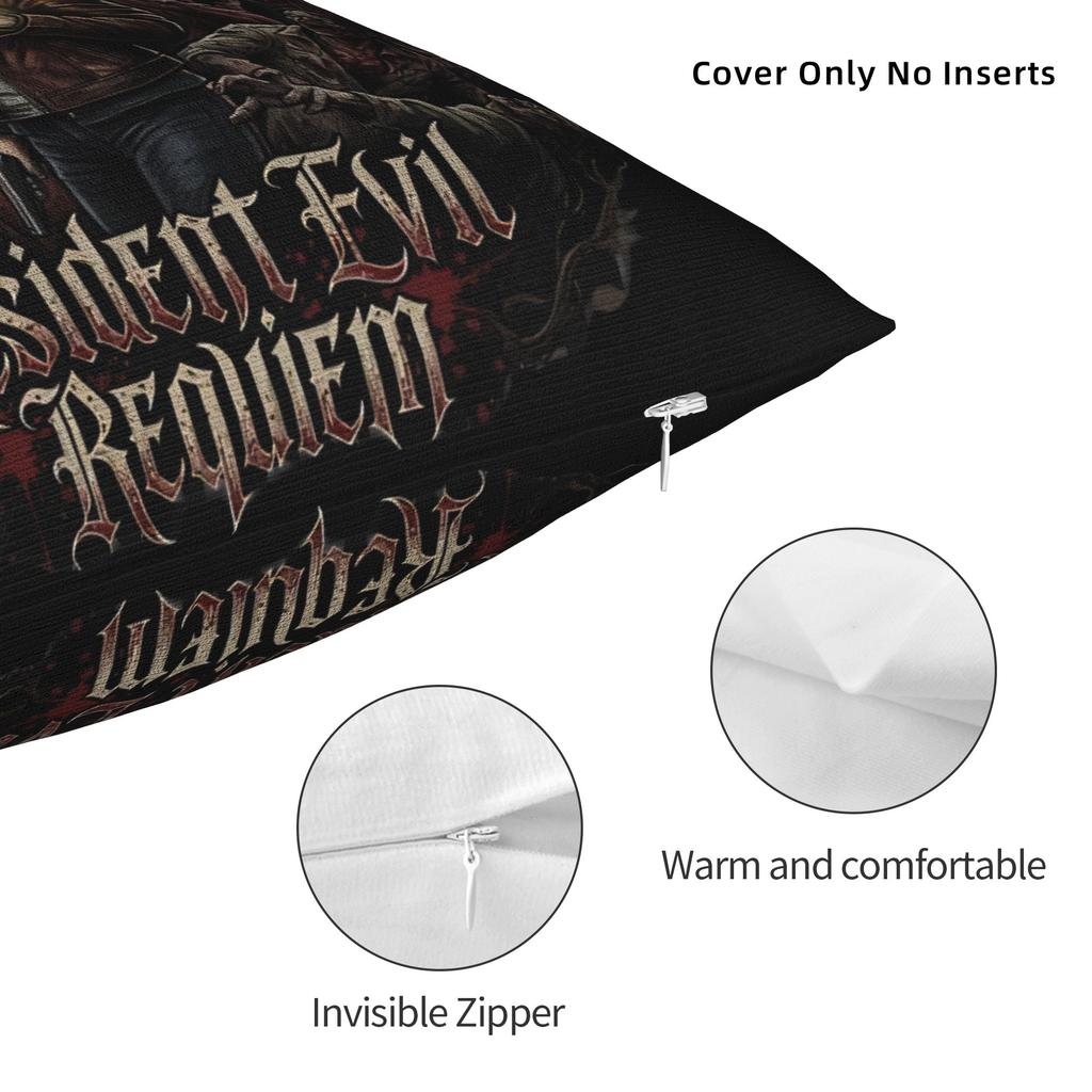 Leon Grace Residents Evils Requiem Duo Fan Art Pillow Case Soft Pillow Cover For Living Room Bed Chair Kawaii Cushion Cover