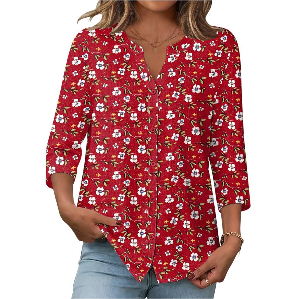 Modische, lässige Damenbluse im Vintage-Stil mit Print