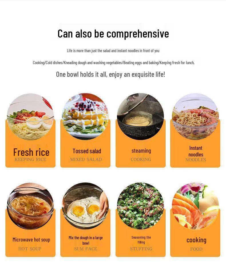 Large High-Temp Resistant Non-Stick Transparent Borosilicate Glass Salad & Mixing Bowl