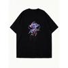 Oversized T Shirt Black Jellyfish Floral Print For Casual Wear