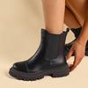 Fashion New Black Versatile Womens Boots with Mid Heel Short Tube Sleeve Waterproof and Non Slip 2024 Winter Outdoor PU Fashion Boots