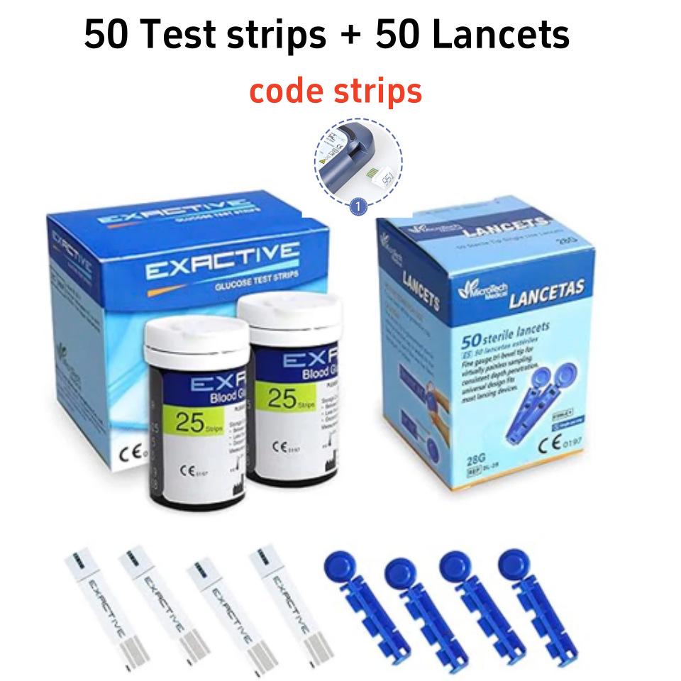 EXACTIVE VITAL Blood Glucose Meter with Test Strips and Collection Needles for Export