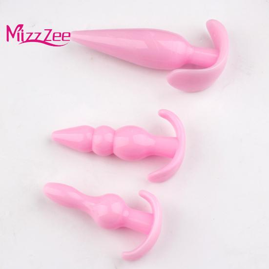 Mizz Zee 4-teiliges Analplug-T-Bar-Basis-Po-Flirt-Massagegerät für Paar-Masturbationssex