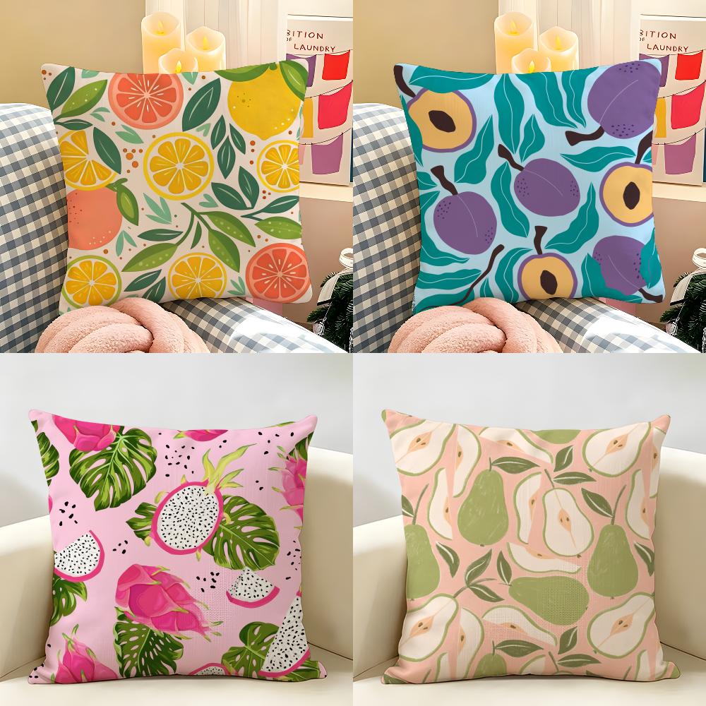 Fruit Cut Art Ins Simple Cushion Cover Natural Linen Organic Fabric DoubleSided Printing Room Sofa Decor Pillow Case