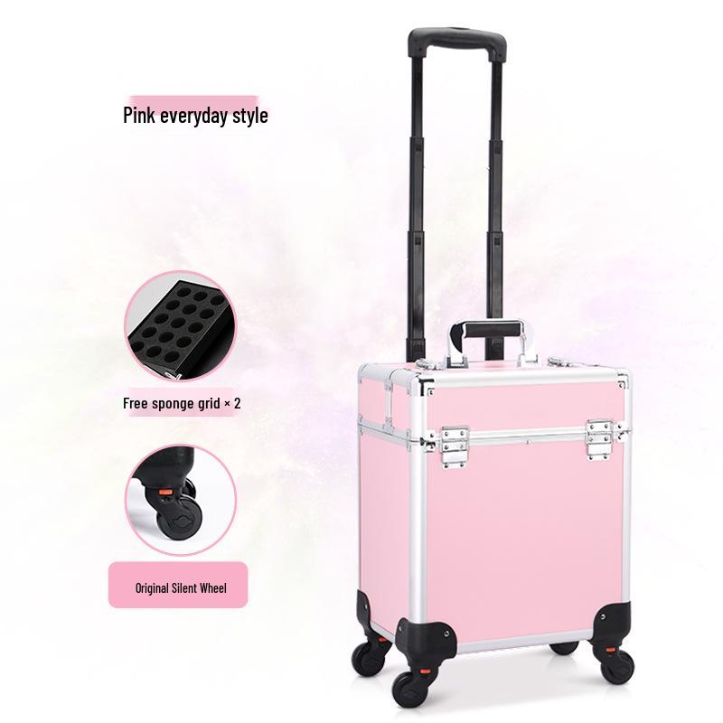 Professioneller Kosmetikkoffer mit Trolley: Aufbewahrung für Nailart-, Tattoo-, Friseur- und Makeup-Artist-Utensilien, Lieferung in einem Stück