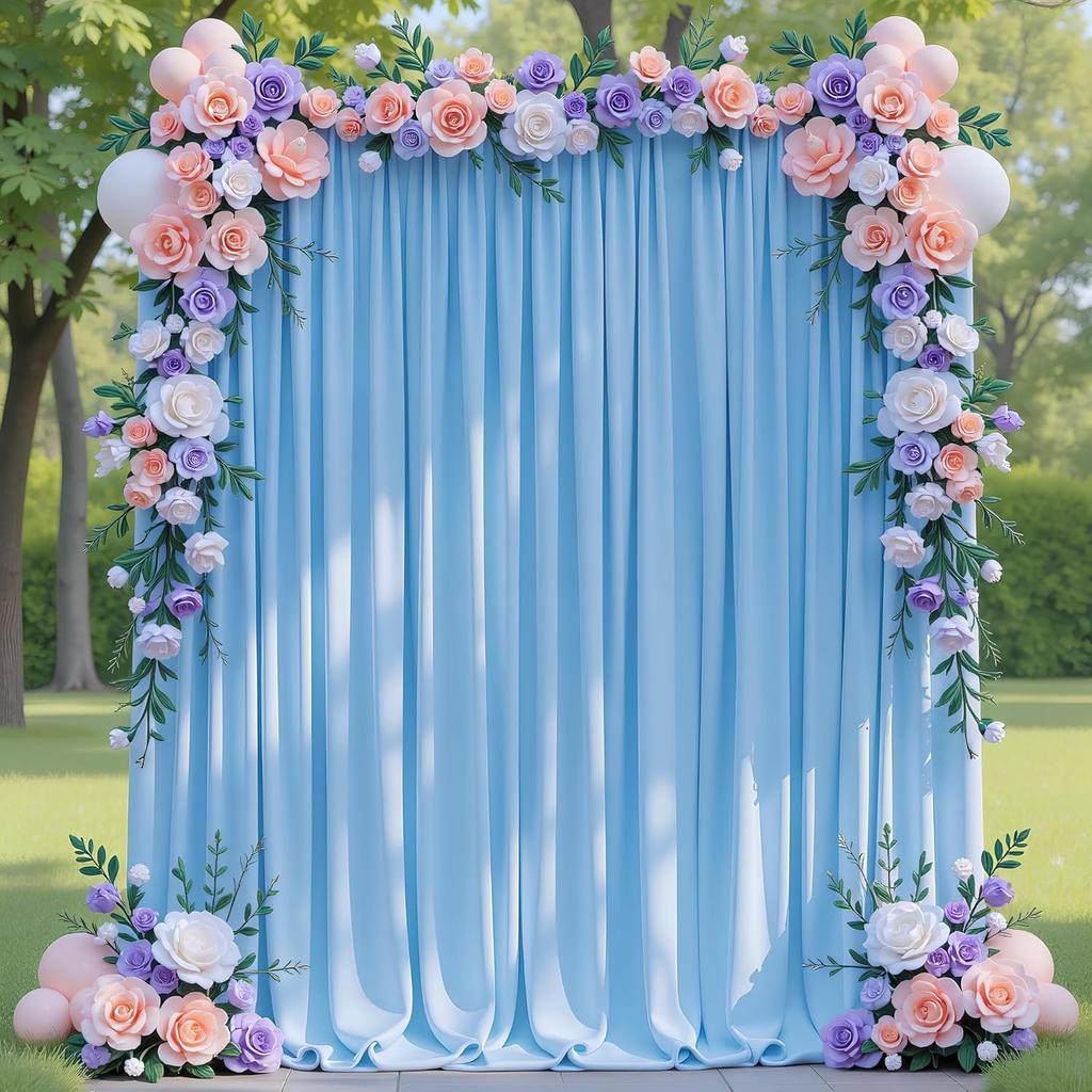 5x8/10 fot rynkefri hvit sateng bakgrunnsgardiner for bryllup, bursdagsfest, fotografering, bakgrunn, babyshowerdekorasjoner