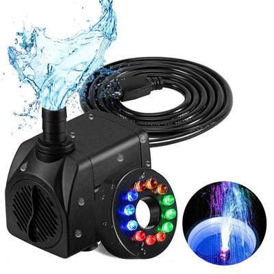 16W LED Tauchwasserpumpe Springbrunnenpumpe Fest Geräuscharm mit Licht Außenbrunnenpumpen für